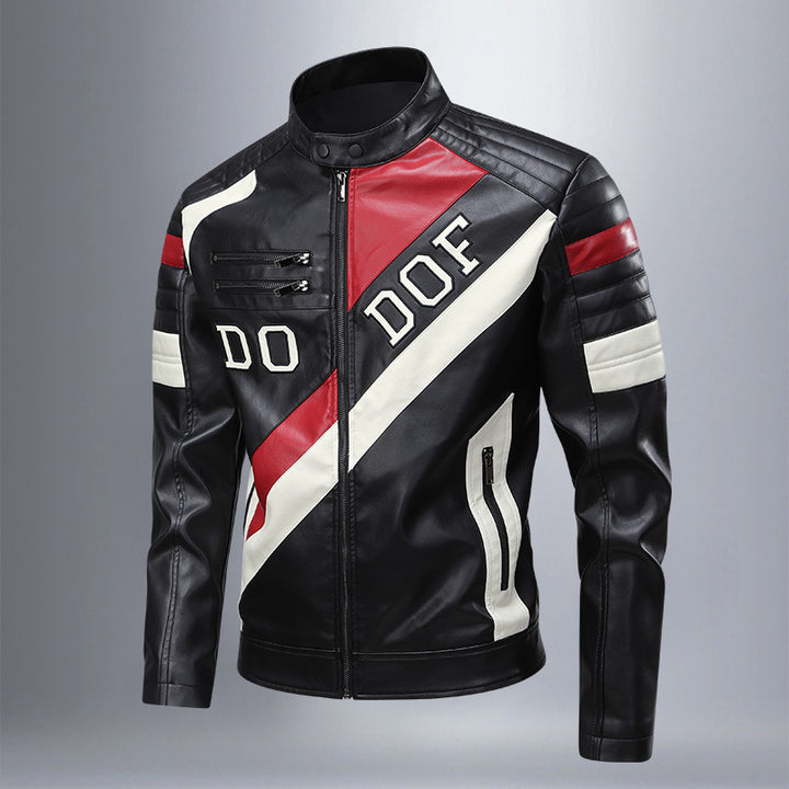 Men's Stylish Biker Jacket with Contrasting Details and Leather Accents Lisslune