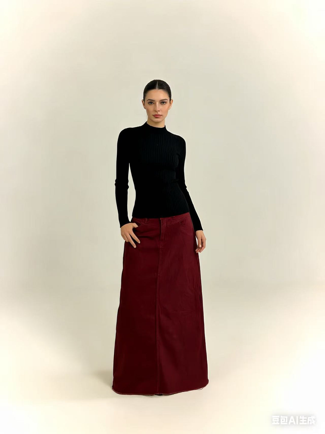 Women's maxi skirt in modern cut with fringed details Lisslune