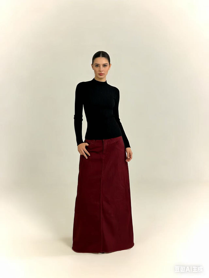 Women's maxi skirt in modern cut with fringed details Lisslune