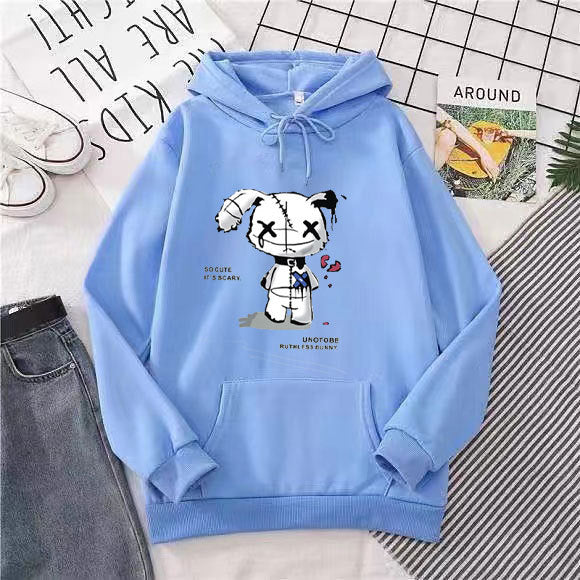 Ladies hooded sweatshirt with unique cartoon design and cozy inner lining Lisslune