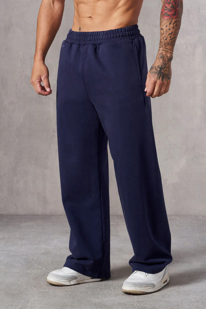 Men's relaxed leisure pants with wide cut and elastic waistband Lisslune