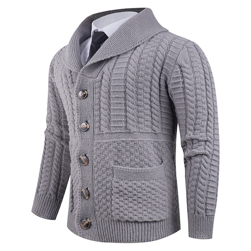 Men's cardigan with modern shawl collar and practical buttons Lisslune