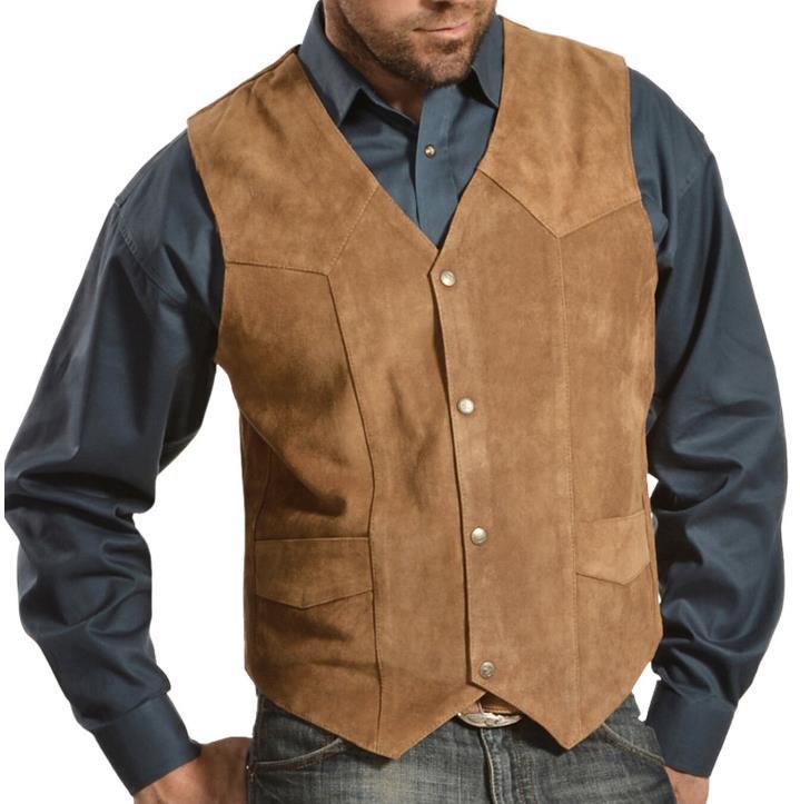 Men's suede vest in rustic look with practical pockets Lisslune