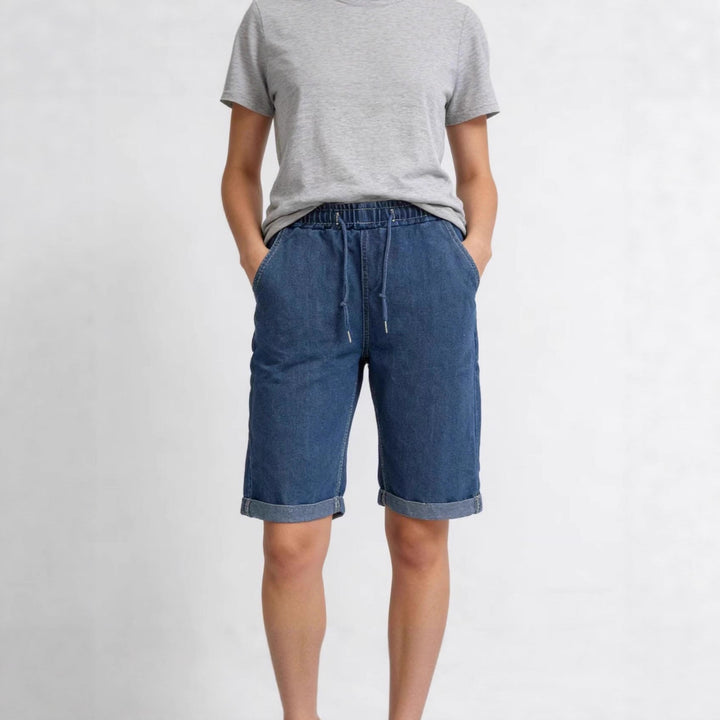 Women's denim shorts with elastic waistband and practical pockets Lisslune
