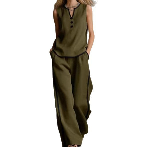Damen Elegantes Zweiteiler-Set mit schickem Oberteil und weiten Hosen Lisslune