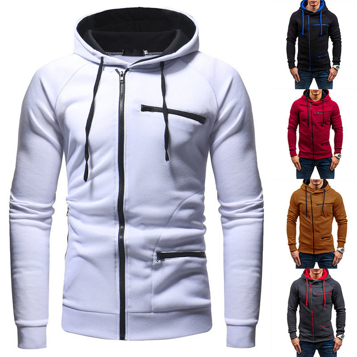 Men's hooded jacket with modern zipper and contrasting details Lisslune