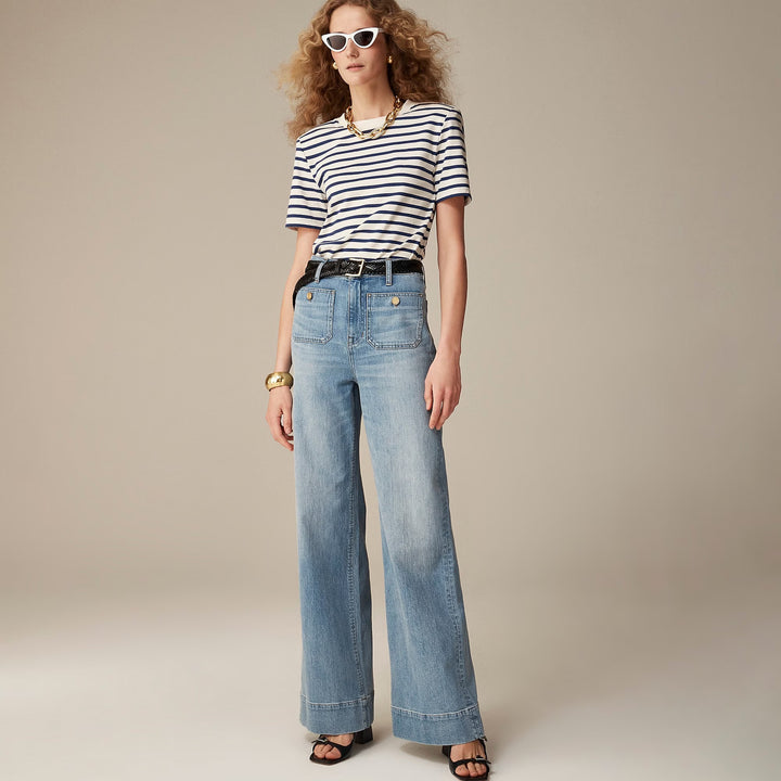 Damen Weite Komfortable Jeans mit hohen Bund Lisslune
