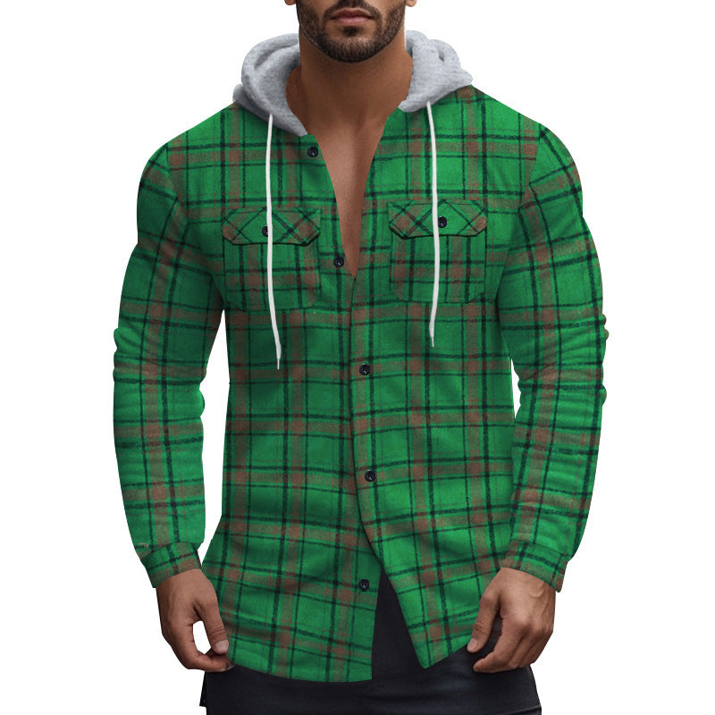 Men's shirt with hood in casual check pattern Lisslune