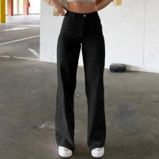 Damen weite High-Waist Jeans im lässigen Schnitt mit eleganter Taillierung Lisslune