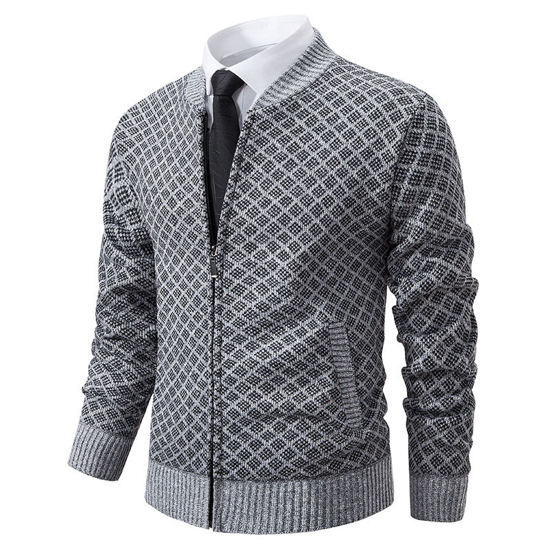 Men's cardigan with modern zip closure and textured design Lisslune