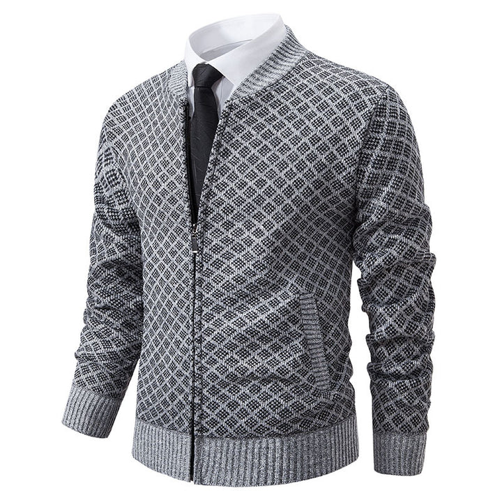 Men's cardigan with modern zip closure and textured design Lisslune