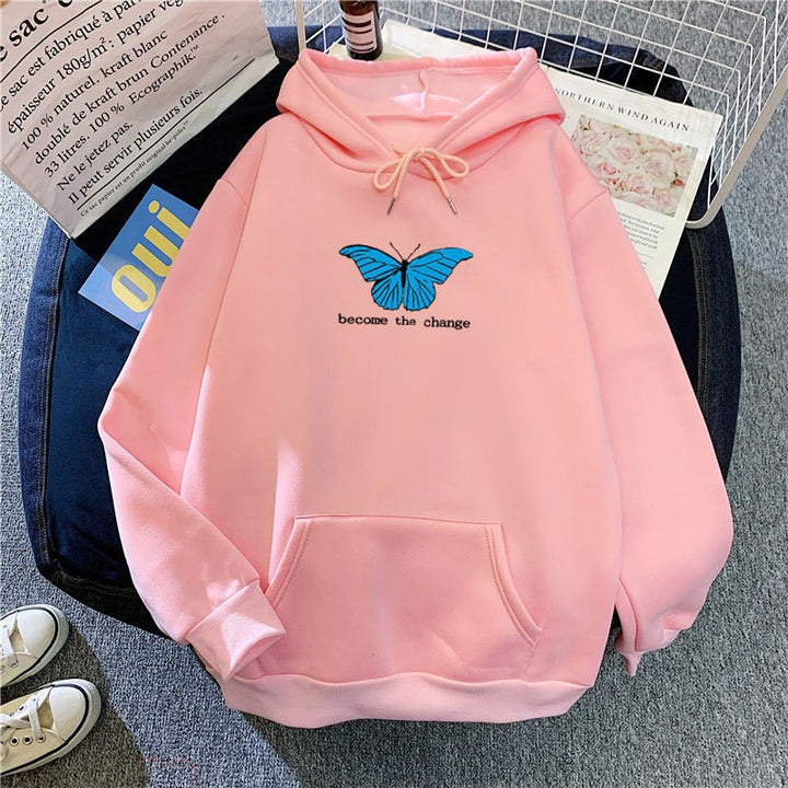 Women's hoodie with short cut and unique butterfly motif Lisslune