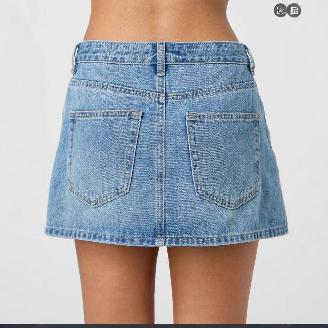 Women Denim Mini Skirt with Fashionable Pockets and Classic Cut Lisslune