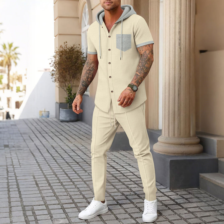 Men's athletic short-sleeve outfit with hood Lisslune