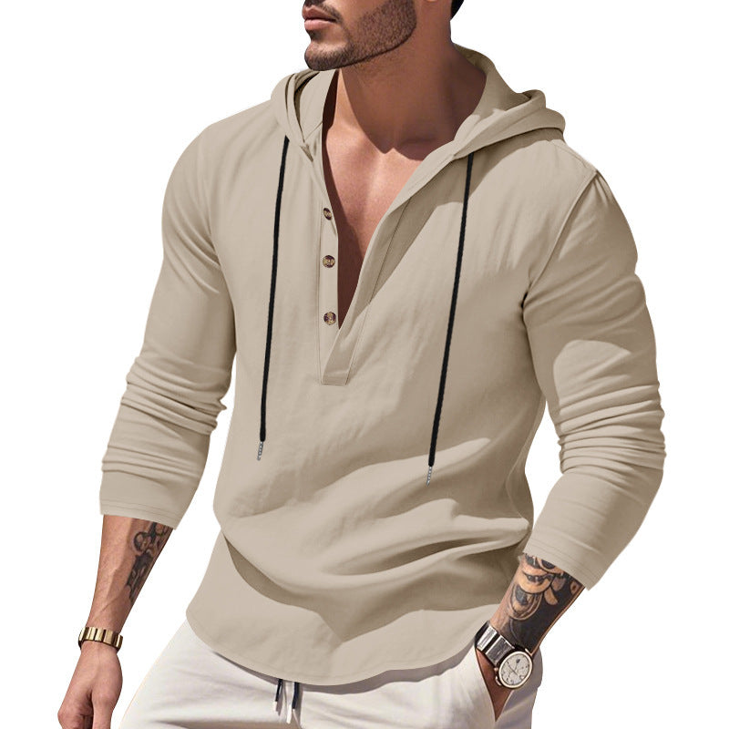 Men's stylish hooded shirt with button placket and casual fit Lisslune