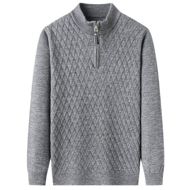 Men's sweater with modern diamond pattern and zipper Lisslune