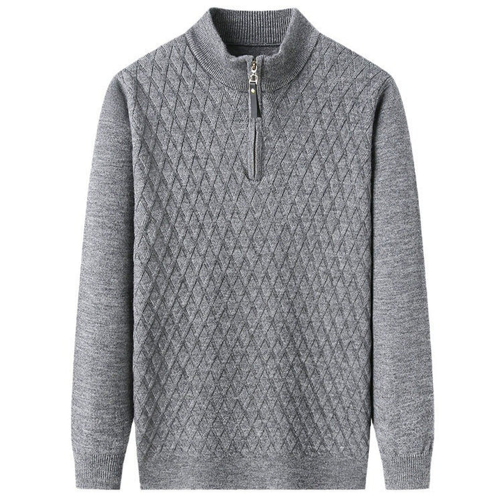 Men's sweater with modern diamond pattern and zipper Lisslune