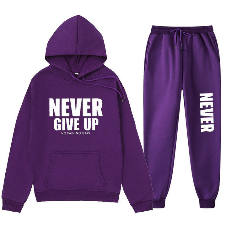Women's training pullover and jogging pants in motif set with motivating print Lisslune