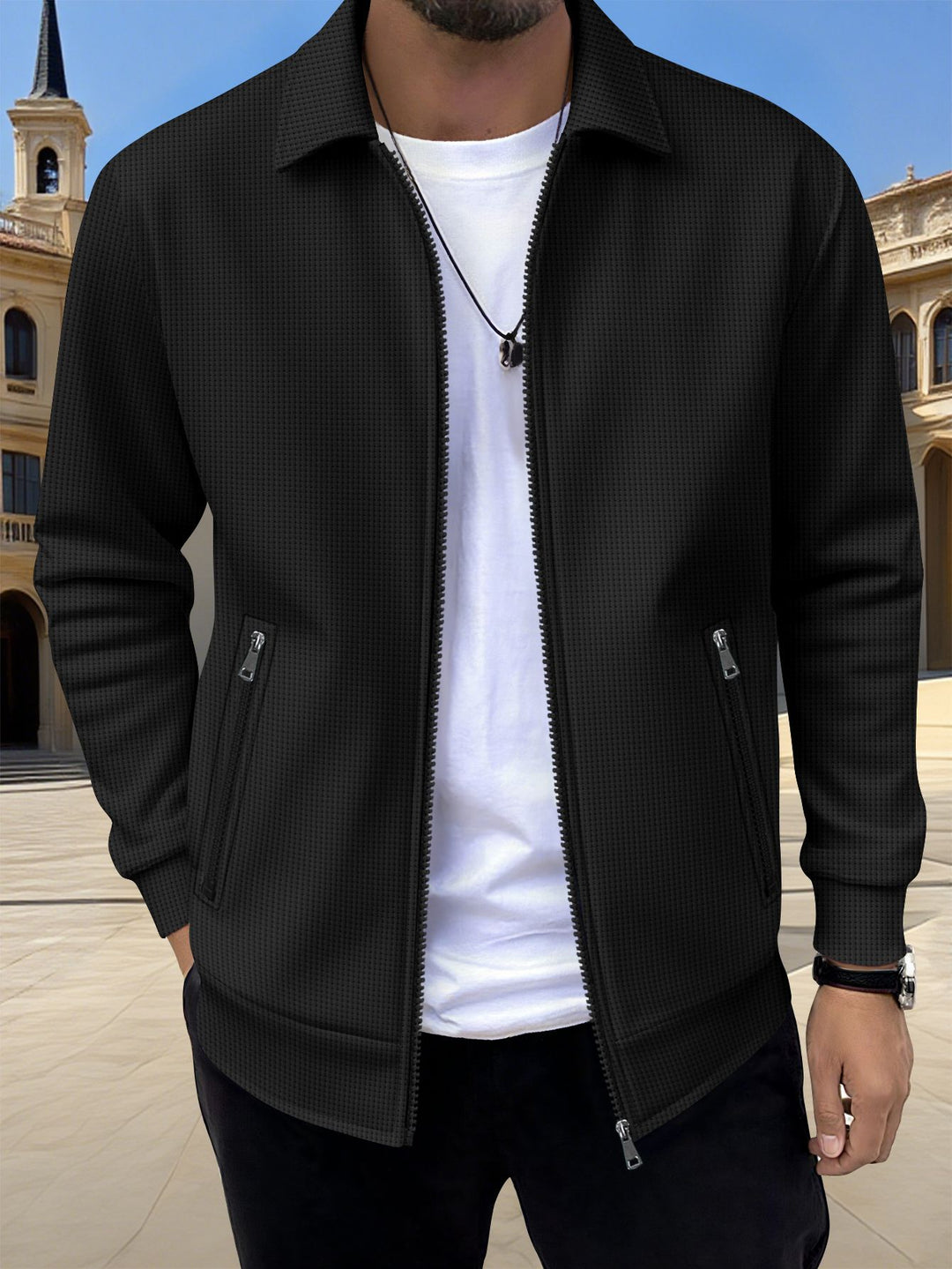 Men's modern cardigan with practical zip pockets and trendy design Lisslune
