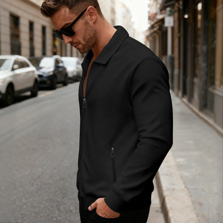 Men's sports jacket with innovative stand-up collar and practical zip pockets Lisslune