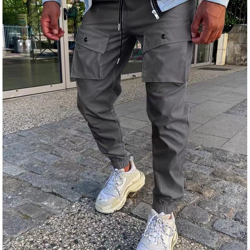 Men's cargo pants with many pockets and elastic cuffs Lisslune