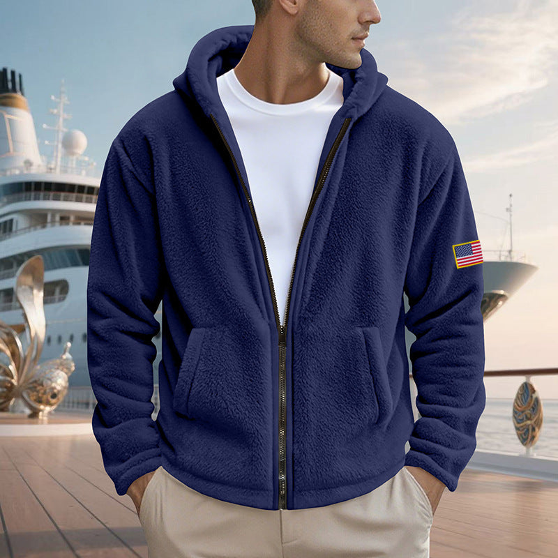 Men's fleece hoodie with practical pockets and modern zipper Lisslune