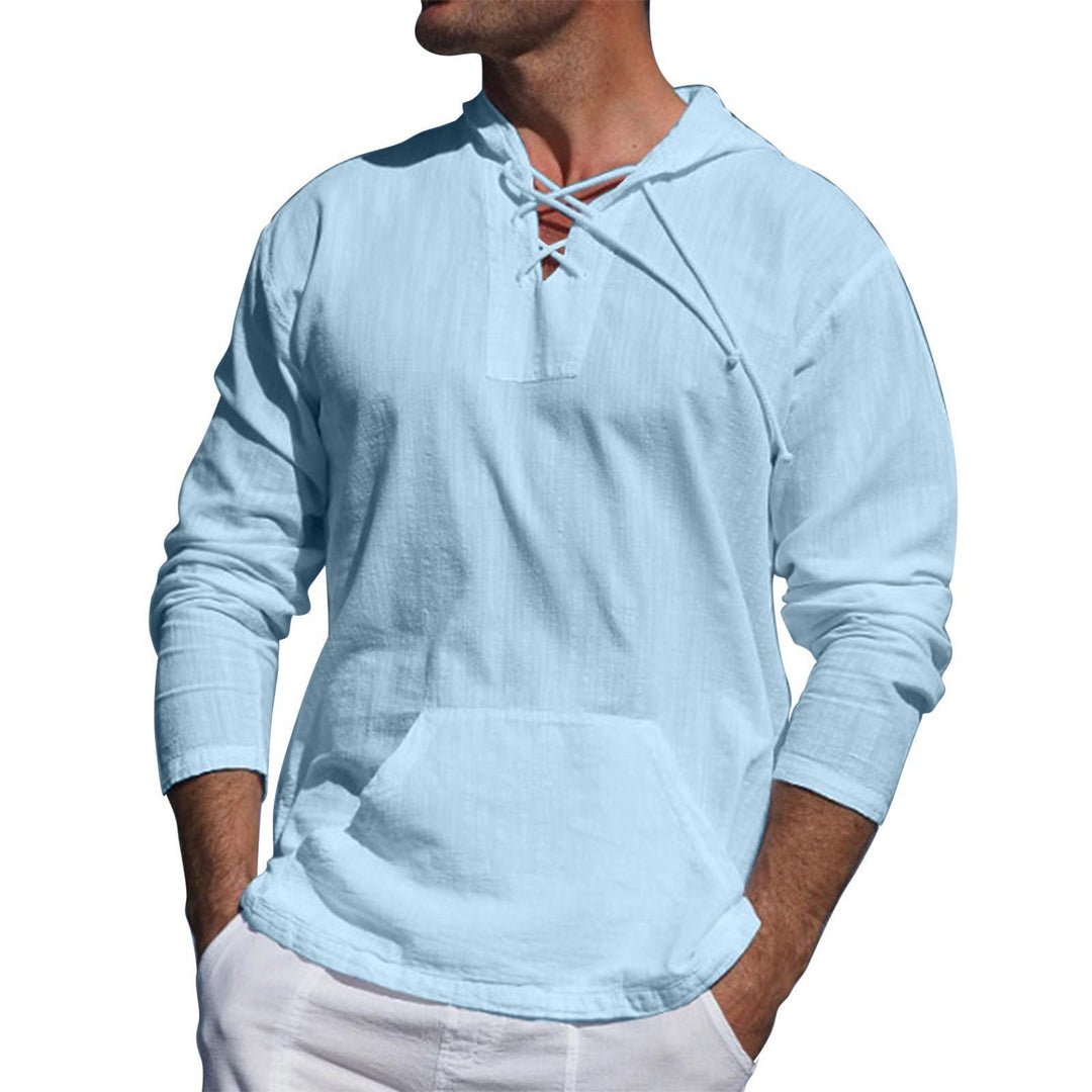 Men's long sleeve shirt with adjustable drawstring and practical kangaroo pocket Lisslune