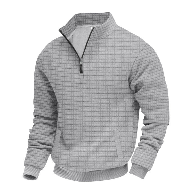 Men's quilted pullover with short zipper and textured design Lisslune