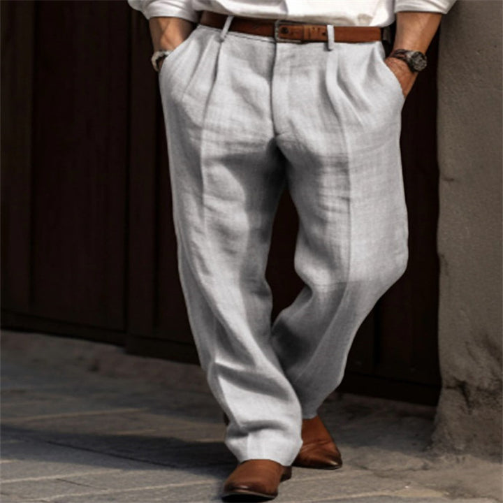 Men's Elegant Linen Pants with Straight Leg Lisslune
