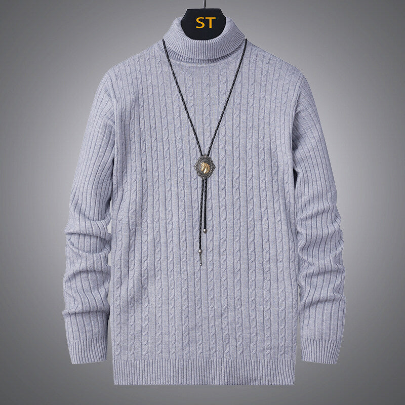Men's turtleneck sweater with textured cable pattern Lisslune