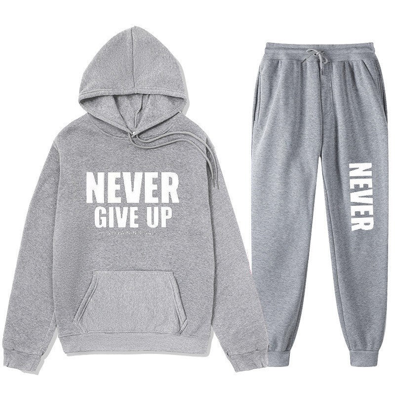 Women's training pullover and jogging pants in motif set with motivating print Lisslune