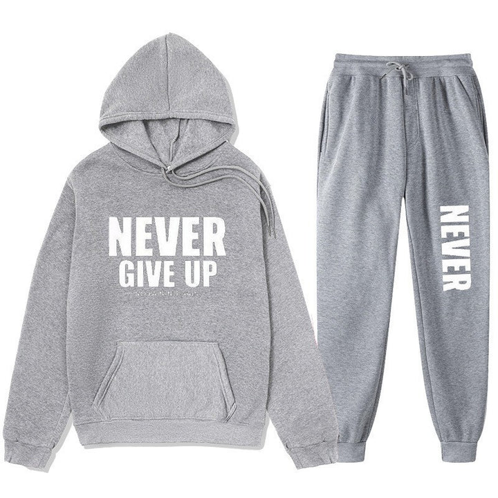 Women's training pullover and jogging pants in motif set with motivating print Lisslune