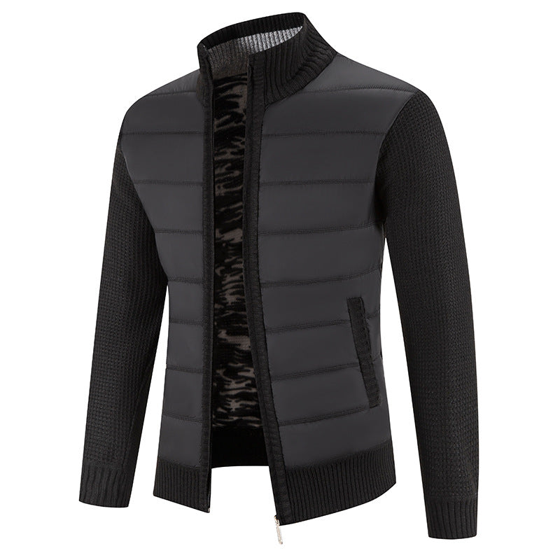 Men's quilted jacket with fashionable knit sleeves Lisslune