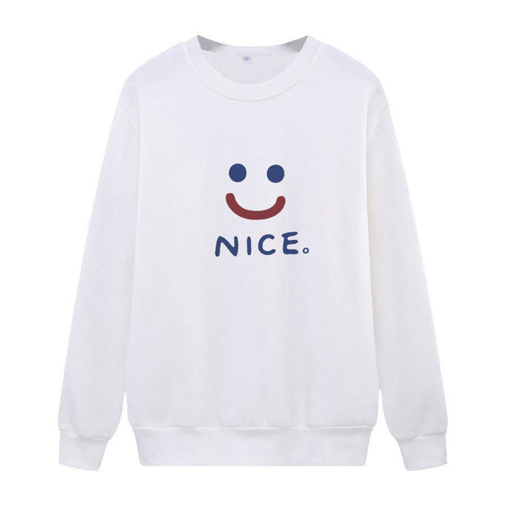 Women casual sweatshirt with cheerful smile motif Lisslune