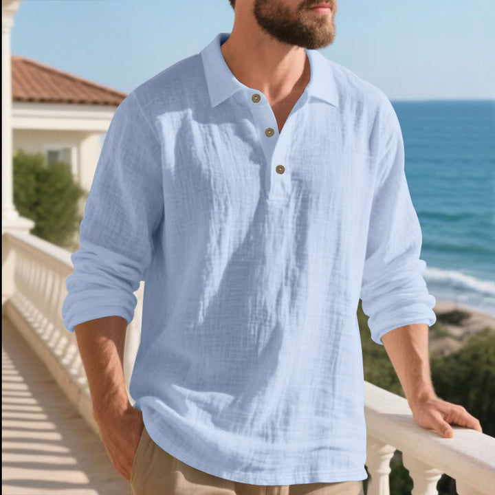 Men's Long Sleeve Polo Shirt made of breathable waffle fabric Lisslune
