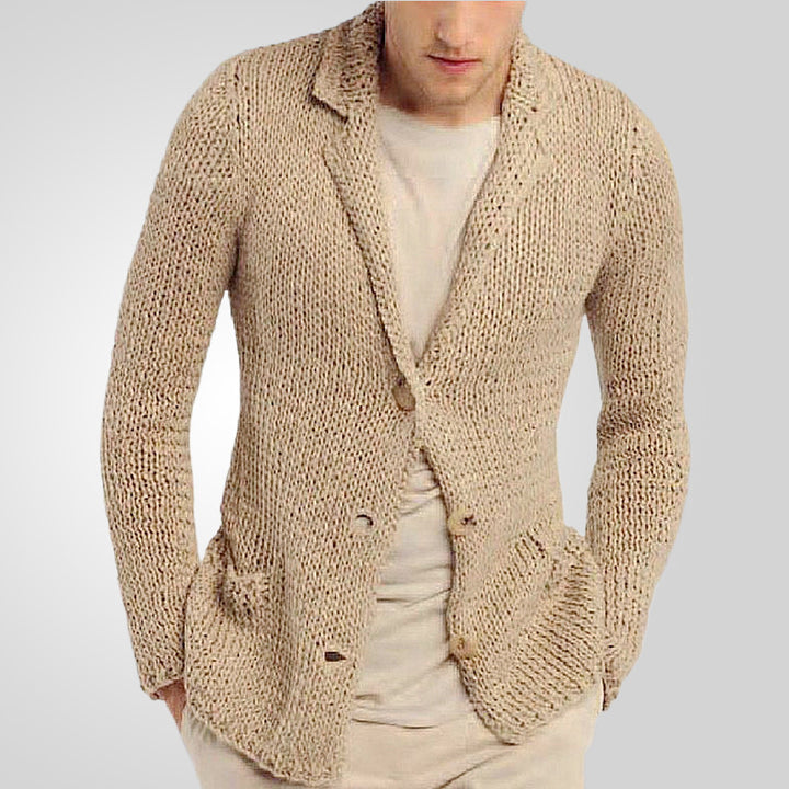 Men's knitted blazer with a natural, rustic design and practical pockets Lisslune