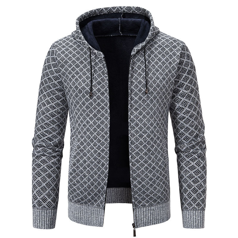 Men's Cozy Cardigan with Hood and Modern Design Lisslune