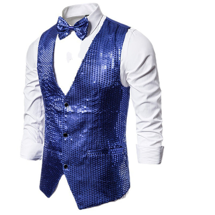 Men's shimmering sequin waistcoat with matching bow tie Lisslune