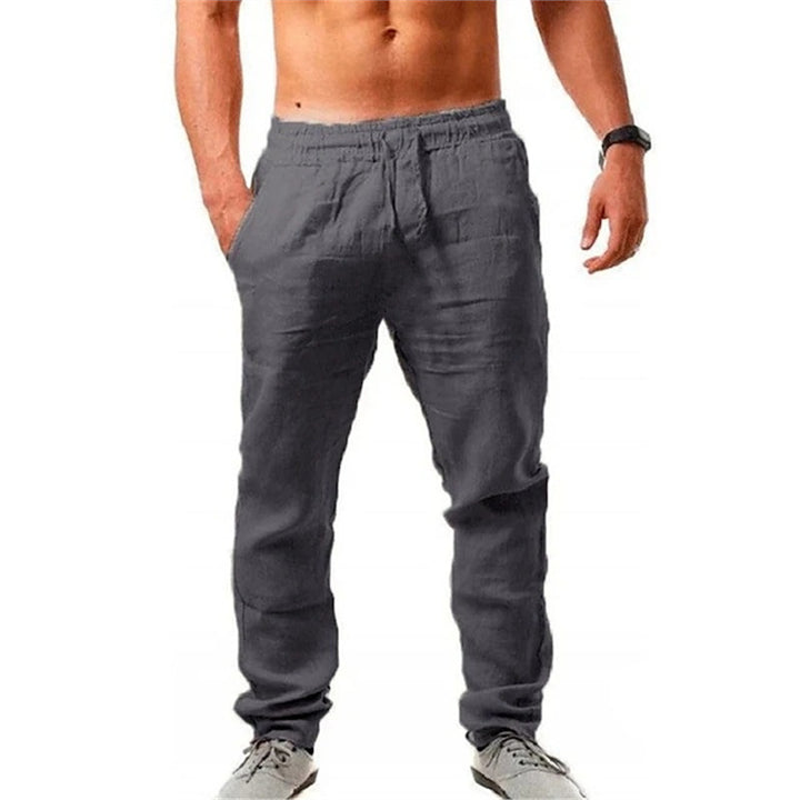 Men's airy linen pants with elastic waistband and practical side pockets Lisslune