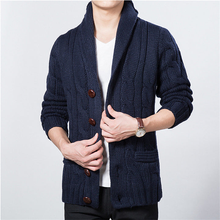 Men's cardigan with deep collar and elegant buttons Lisslune