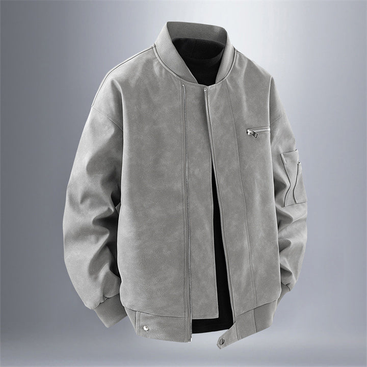 Men's Modern Synthetic Leather Jacket In Sporty Cut Lisslune