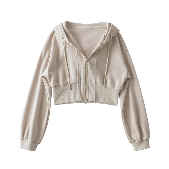 Women's cropped hoodie jacket with zipper and elastic cuffs Lisslune