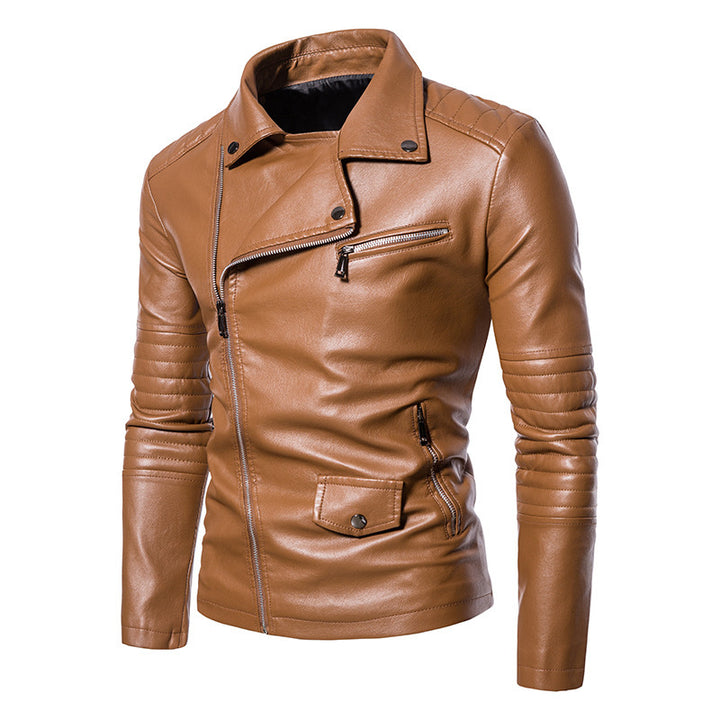 Men's stylish biker jacket with asymmetric zipper and practical pockets Lisslune