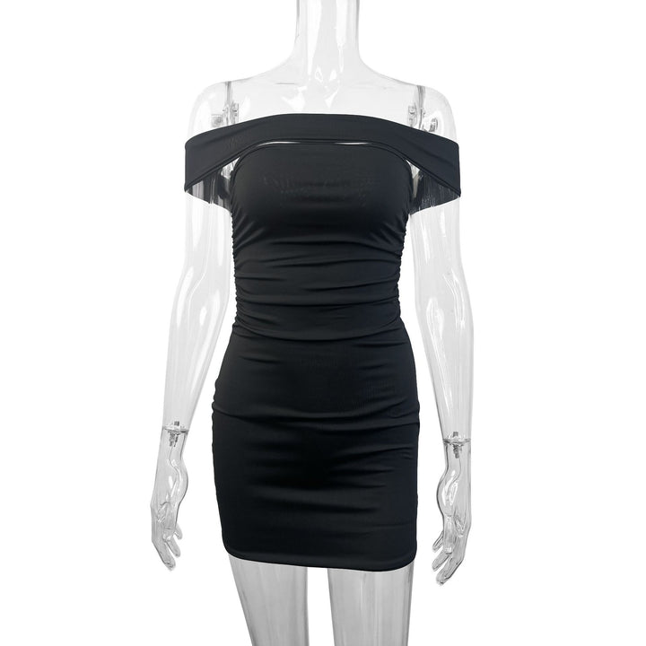 Damen Figurbetontes Wickelkleid mit schulterfreiem Design und Raffung Lisslune