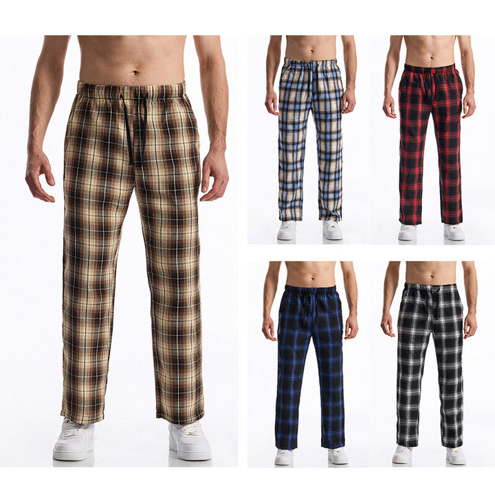 Men's flannel pajama pants with comfortable elastic waistband Lisslune