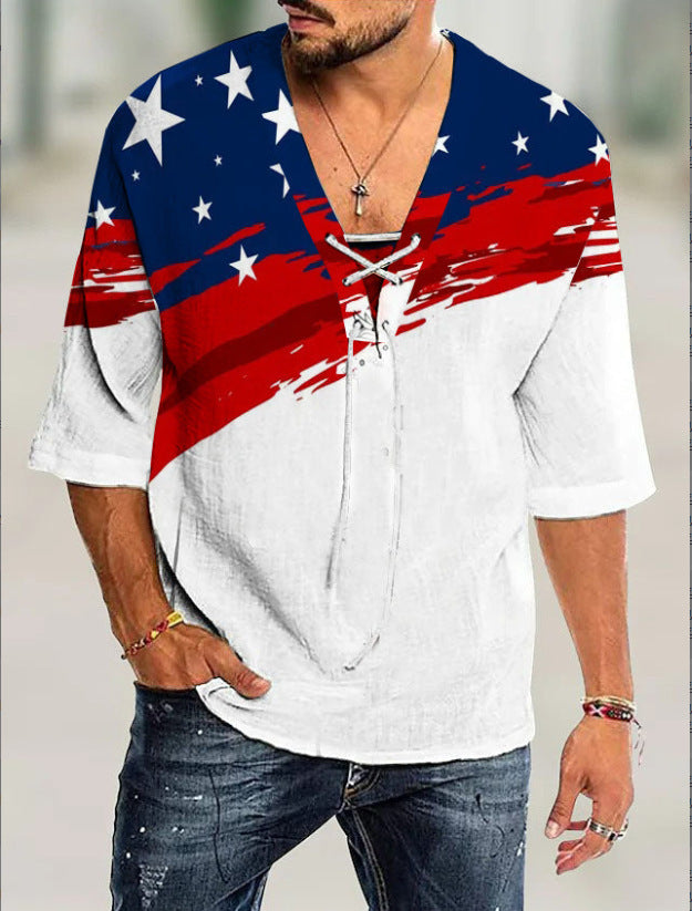 Men's graphic shirt with modern lacing design Lisslune