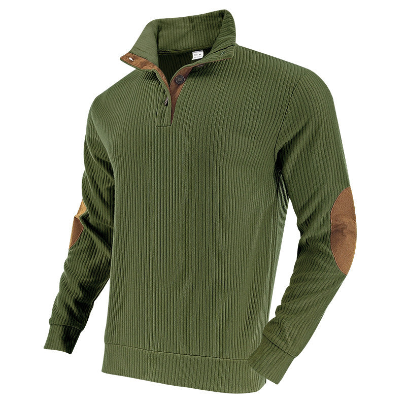 Men's casual knitted sweater with collar and fashionable elbow patches Lisslune