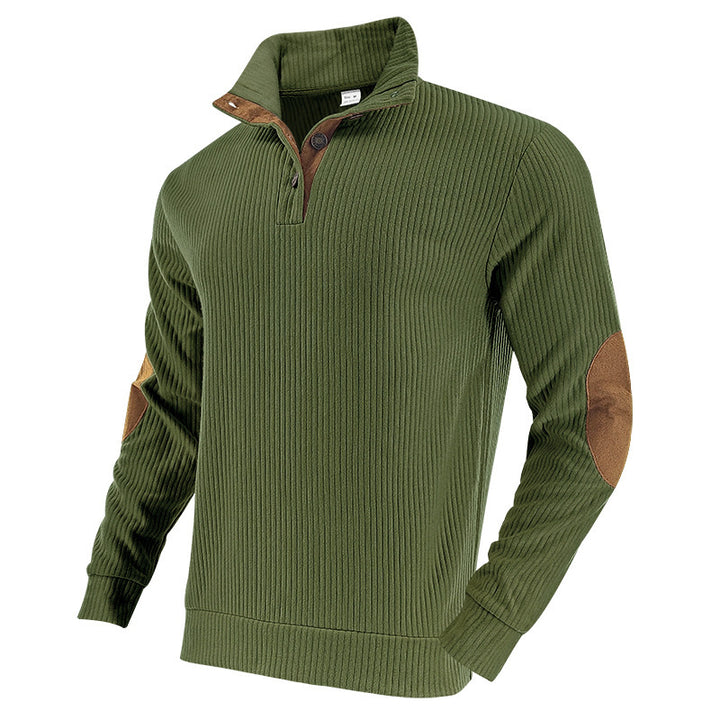 Men's casual knitted sweater with collar and fashionable elbow patches Lisslune