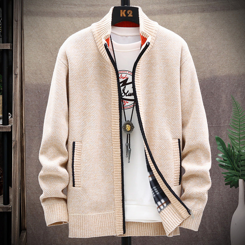 Men's cardigan with stand-up collar and pockets Lisslune