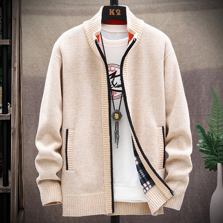 Men's cardigan with stand-up collar and pockets Lisslune